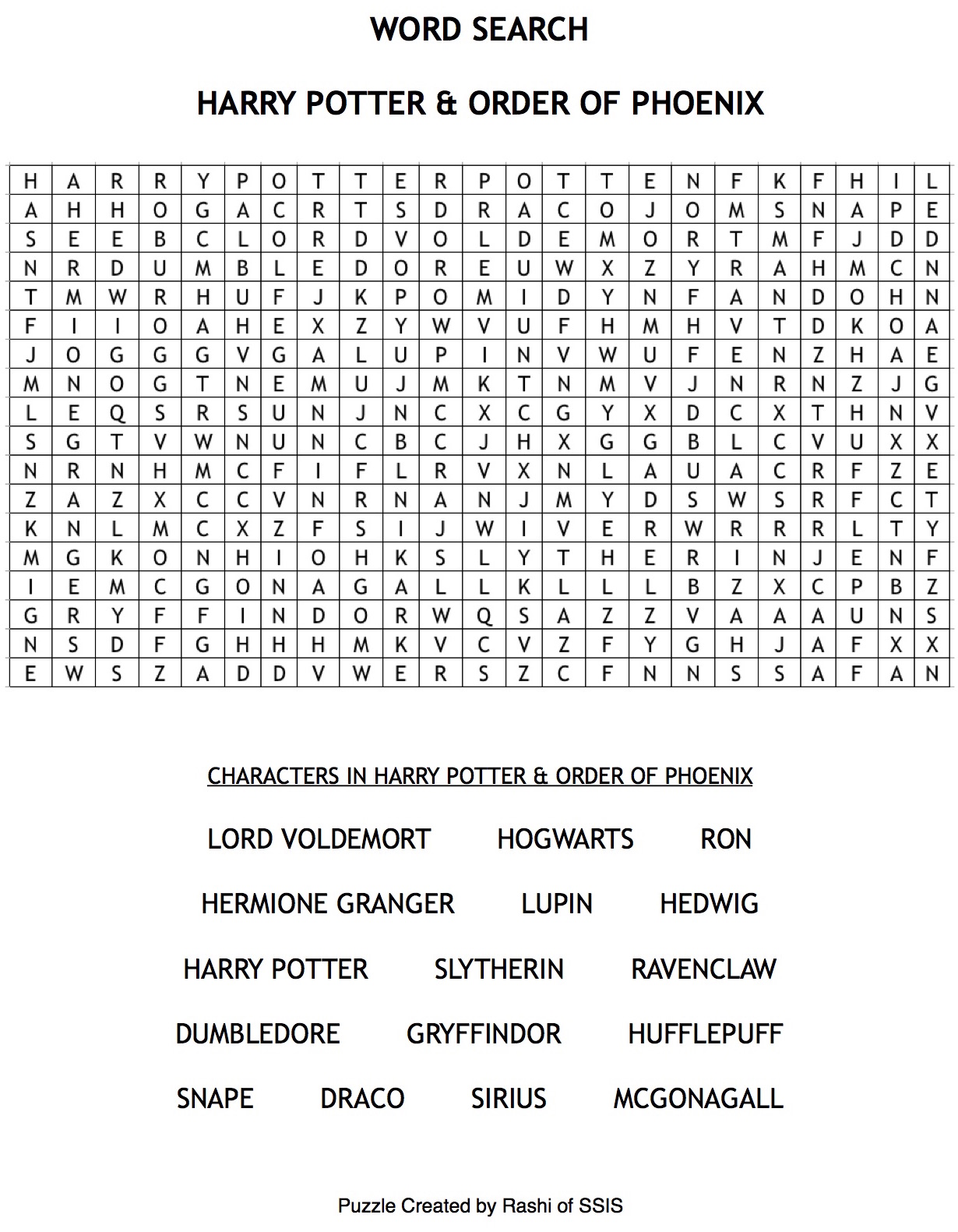 Kids Puzzle- Word Search for Harry Potter Fans - Our Own Kids Club