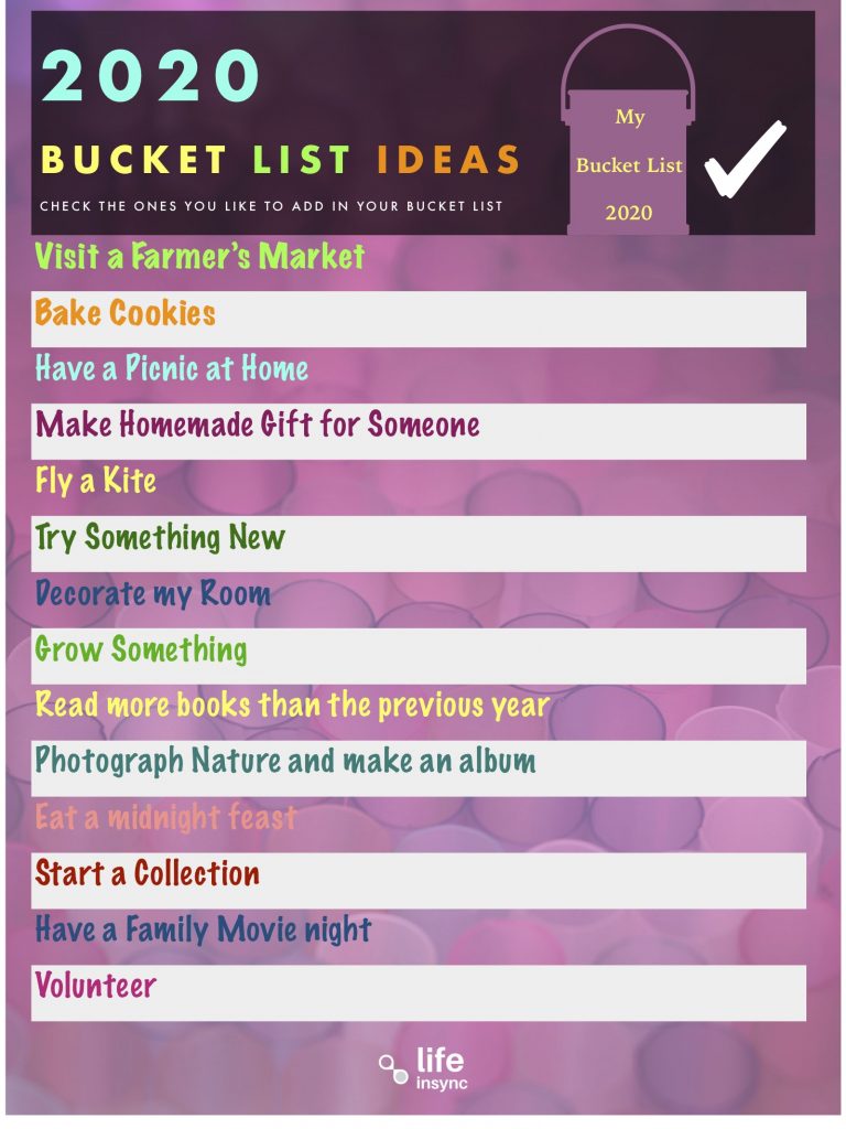 Polly S 2020 Bucket List Our Own Kids Club